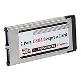 Generic for High-Speed Dual 2 Port USB 3.0 Express Card 34mm Slot Express Card PCMCIA Converter Adapter for Laptop Notebook, 6924022960484