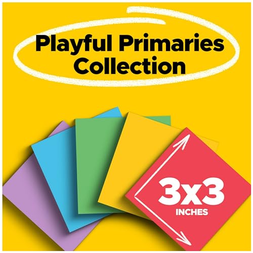 Post-it Super Sticky Notes, 5 Sticky Note Pads, 3 x 3 in., School Supplies and Office Products, Ideal for Textbooks, Notebooks, Walls and Vertical Surfaces, Playful Primaries Collection - image 3