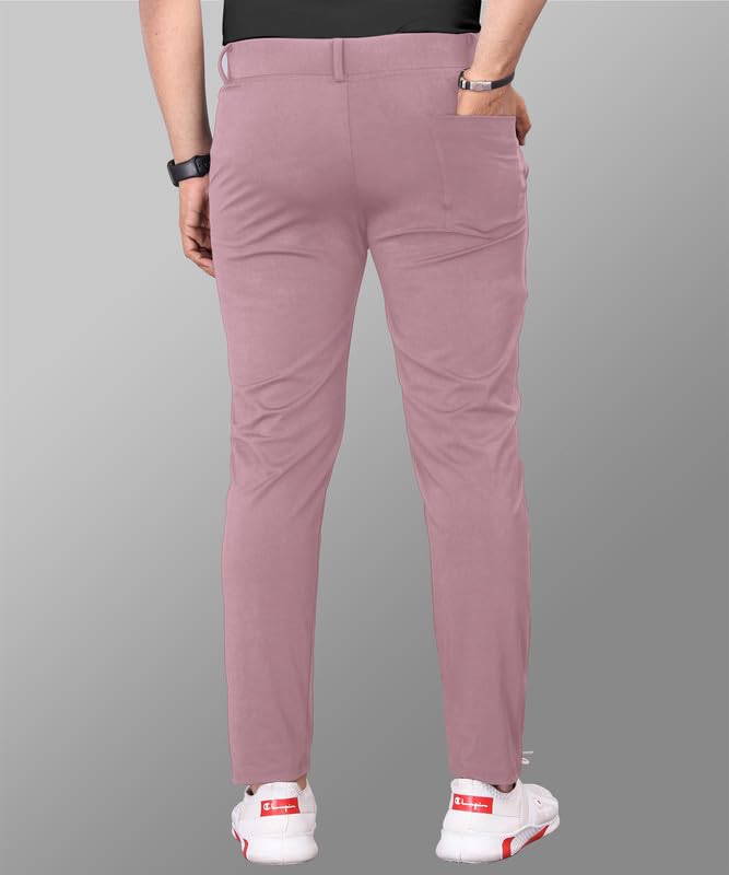 Image of MiraMichi Men's Slim Fit Stretchable Casual Mid Rise Trousers | Stylish Lycra Blend Pants for Office, Party