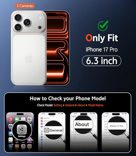 Image of FNTCASE for iPhone 17 Pro Case: Clear Magnetic Phone Cases with Screen Protector Compatible with Magsafe Slim Anti Yellowing Rugged Shockproof Protective Transparent Cell Phone Cover (B-Orange)