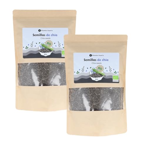 PLANETA HUERTO | Pack 2x Semillas de Chía Ecológicas 1kg – Semillas chia Superalimento Natural Rico en Omega-3, Fibra y Proteínas Vegetales