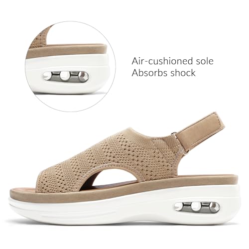 mysoft Women's Comfortable Air Cushion Support Walking Sandals Breathable Knit Slingback Platform Shoes2