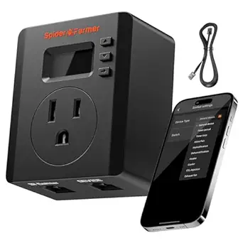 Spider Farmer S Station GGS Pro Outlet, 1 AC APP-Based Controls Outlet, 15A/1875W Max, Universal Energy Monitoring for Indoor Grow Home Appliance