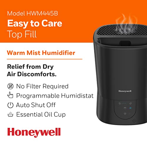 Honeywell Easy-to-Care Filter Free Warm Mist Humidifier, Medium Rooms, 1.5 Gallon Tank – Humidistat for Bedroom, Home or Office Black - Image 3