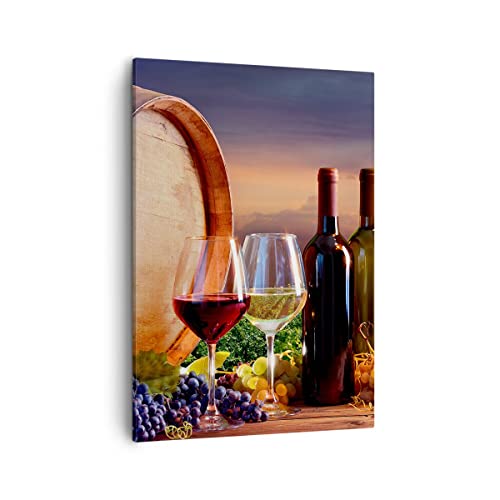 Toile vin vignoble été 50x70 cm | Tableau déco murale salon et cuisine moderne