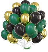 PartyWoo Black Gold and Green Balloons, 60 Pcs 12 Inch Green Balloons, Black Balloons and Gold Ba...