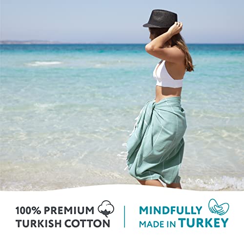 Wetcat Turkish Beach Blanket 38X71 100% Cotton Sand Free Quick Dry Beach Towel For Adults Oversized Extra Large Turkish Towel Light Travel Towel Beach Gifts Beach Accessories - Teal #TOP1