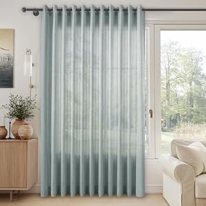 Macochico Natural Linen Curtains with Tieback Moss 100”Wx84”L 1 Panel