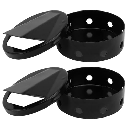TOYANDONA Caja Ahumadora de Esmalte Negra Redonda 8 CM para Barbacoa 2 Piezas Compatible Astillas de Madera y Parrillas Accesorio para Ahumar Carne en Parrilla al Aire Libre
