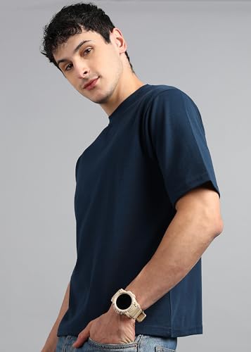 Image of Alan Jones Clothing Men's Oversized Solid T-Shirt | Premium Heavy Fabric | Crew Neck Casual Wear