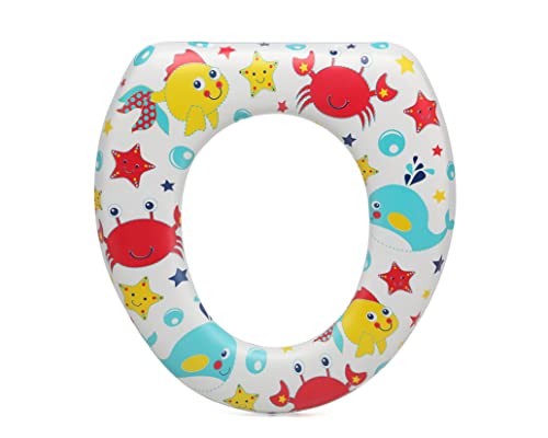 Kiokids - Reductor WC con Asas para Niños +12 Meses, Acolchado y Seguro, Fácil de Limpiar, Asas para Mayor Comodidad, Protector de Salpicaduras, Compatible con Inodoros Estándar (Océanos)