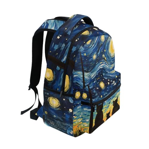 Van Gogh Starry Night Cat Backpacks for Girls,Backpack for Boys,Kids Book Bags Backpack for School S 213425732