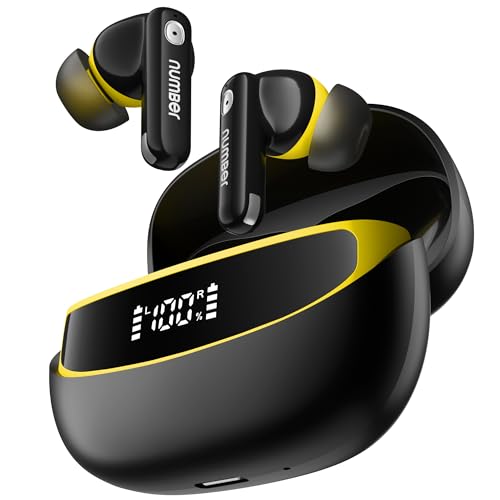 Image of Number Navo Buds Z1 TWS Earbuds | 72H Playtime | Digital Display Case | Quad-Mic ENC | Dual Pairing | Hi-Bass 13mm Drivers | Quick Charge | 35ms Low Latency | IPX5 | Touch Controls | (Summer Black)
