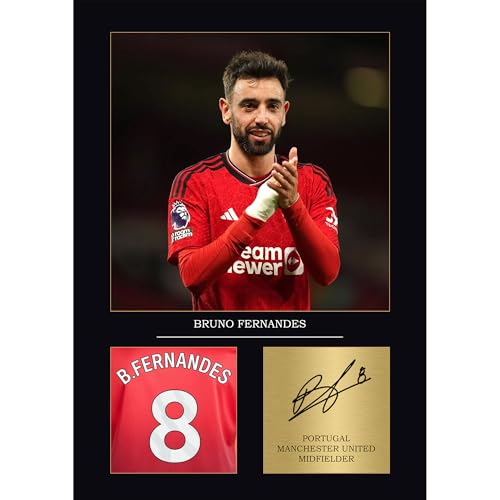 Bruno Fernandes Gift Signed A4 Print Display Unframed Manchester United Gifts For Boys Digitally Reproduced Signature Man United Gifts For Men