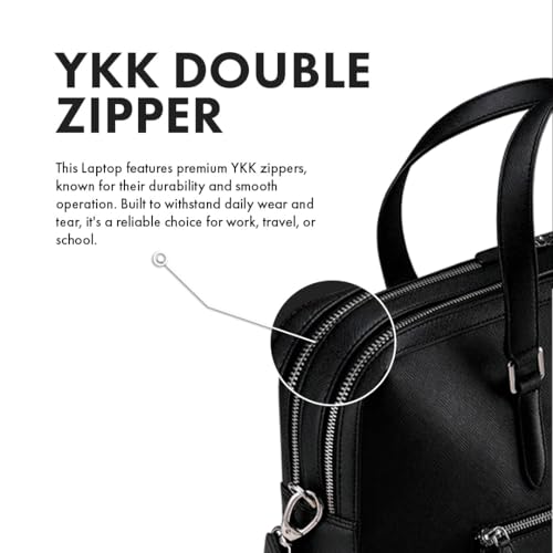 Image of HALDEN Harrington Double Zipper - Vegan Saffiano Leather Laptop Bag