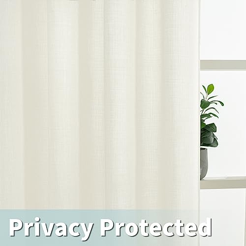 Image of LAMIT 40 Inch Length Linen Curtains for Cafe, Light Filtering Panels, Grommet Privacy Protected Natural Linen Curtains for Small Window /Kids' Room, Set of 2 Panels (42 x 40 Inch, Ivory)