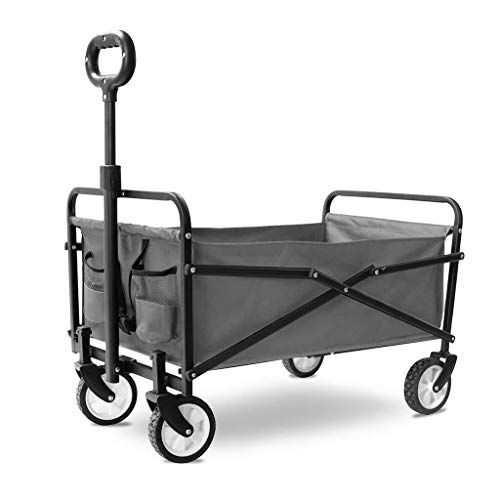 TYUIO Folding Wagon | Collapsible Wagon for Beach, Garden, Picnic, Sporting Event, and Park | Compact & Portable Utility Wagon | Black Camping Cart (Color : Gray)