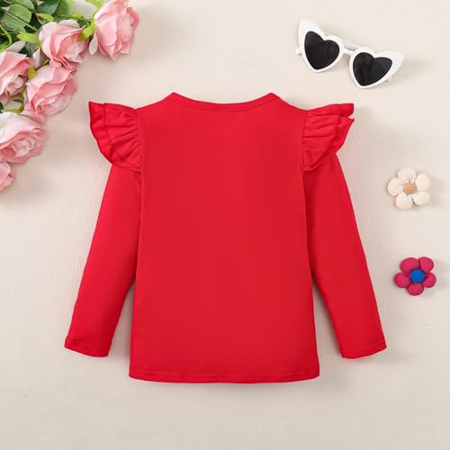 Image of Magic Park 1-14Y Toddler Ruffle T Shirt Girls Solid Color Blouse Kids Girl Short Long Sleeve Tops Casual Tee