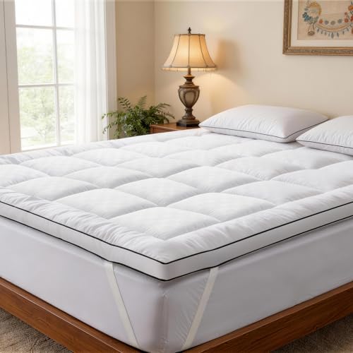 Autsel 3D Topper 140x200cm, Sobrecolchon de Microfibra con 1000GSM Poliester, Protector de Colchón Suave y cómodo, Blanco