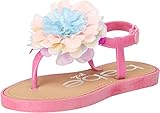 Bebe Girls' Thong Sandals with Chiffon Flowers (Toddler/Little Kid, Size 11-12 Little Kid, Pink