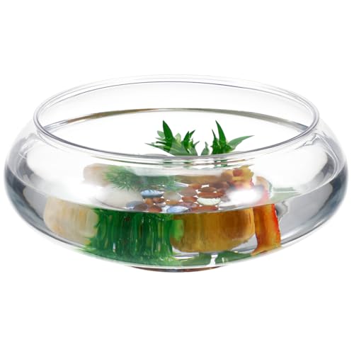 Milisten Bol de Vase Incassable 24 cm - Aquarium de Table Transparent en Plastique Pet - Bocal Multifonction pour Poissons Rouges, Terrarium Succulentes et...