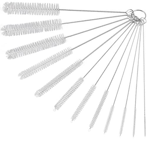 Image of Ixiaoyoo 12 Pcs Straw Cleaner Brushes Set, 8.2 Inch Nylon Cleaning Brush | White Tube Cleaner Brushes for Tumbler, Sippy Cup, Water Bottles, Hummingbird Feeders, Pipes, Sink Drain & Pet Waterers