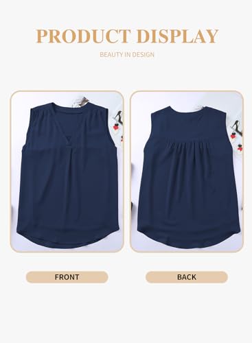 Image of Eytino Womens Plus Size Tank Tops Summer Sleeveless V Neck Casual Loose Chiffon Blouse Office Work Shirts(1X-5X)