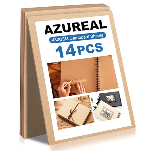 Cardboard Sheets 14Pcs 25PT Chipboard Sheets 8.5 x 11 480gsm/177 lbs Heavy-duty Kraft Board Thick Cardboard Sheets Paperboard for Craft DIY Project Bookbinding Scrapbooking Sheet and Packaging