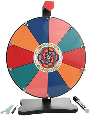 Whirl of Fun 12 Inch Prize Wheel - Spinning Wheel for Prizes with Stand, 10 Color Slots, Customize Erasable Whiteboard Surface, Tropical Colors, Portable, Tools Included, Made in USA