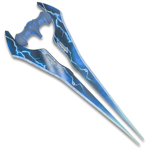 Deluxe Sword Replica 27-inch Blue Lightning Design Stainless Steel Cosplay Prop. (Blue Lightning)
