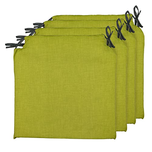 TIENDA EURASIA Pack 4 Cojines para Sillas de Terraza | Funda Lavable | Relleno Esponja | Estampados Lisos con 2 Cintas de Sujeción | 40 x 40 x 3 cm