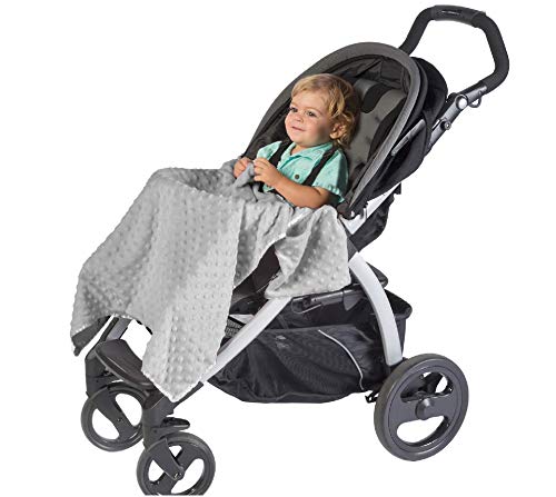 J.L. Childress Cuddle 'N Cover Stroller Blanket - Silky and Minky Fabrics - Blanket Attaches to Stroller - Privacy Cover, Blanket, Sun Shade - 30' x 30' - Grey