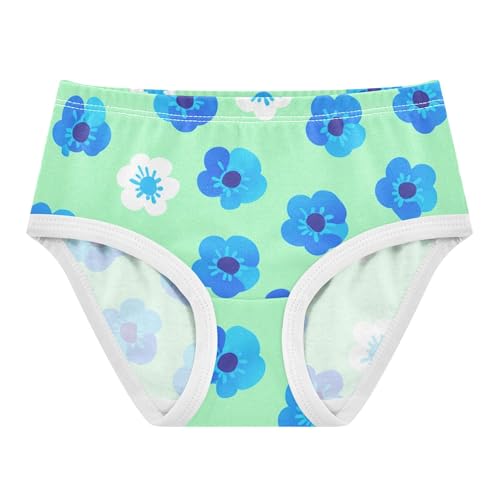 Toddler Girls Underwear 2t Cotton Cute Panties Girl Durable Briefs Girls Undies Flowers Blue Green Petals