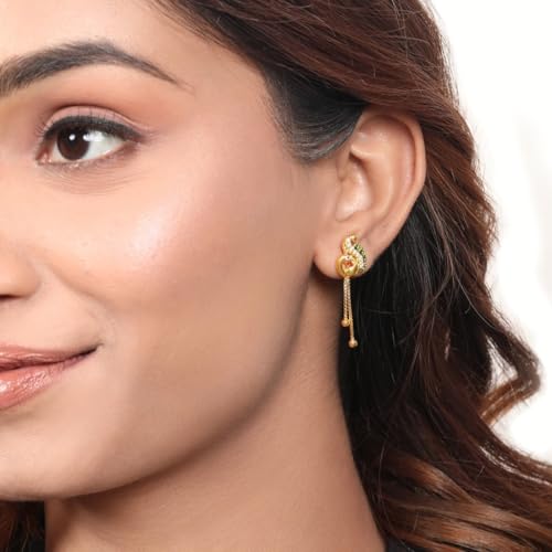 Image of ZAVYA 925 Sterling Silver Cubic Zirconia Circular Gold Plating Earrings | | Gift for Women and Girls | With Certificate of Authenticity and 925 Hallmark