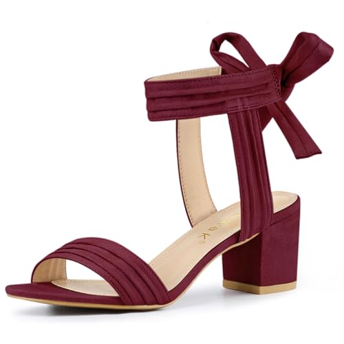 Image of Allegra K Women's Open Toe Ankle Tie Back Block Heels Sandals