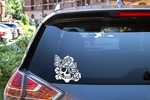 Image of WIRESTER 6 inch Clear Vinyl Decal Sticker Decoration for Car Window (Or Any Flat Surface) - Rose Skull