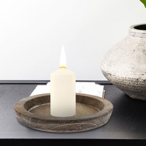 Bandeja redonda de madera resistente a manchas para velas decorativas 5