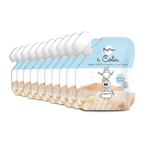 POPOTE - Purée de Colin d’Alaska - Dès 4/6 Mois - Gourde Individuelle 60 g - Recette Lisse, Équilibrée - Première Découverte des Protéines - Format Pratique à Emporter - Pack Familial 10 x 60 g