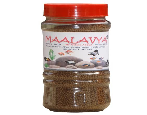 Maalavya Gold Special (1 MM) Fish Feed/Food 200 Grams (Hi Quality) (Make in India) (No Colors Added)