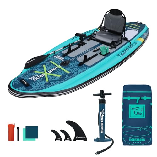 TIGERXBANG 11'x47''x6'' Inflatable Fishing Kayak, High-Performance Inflatable Kayak-Ideal for Water...