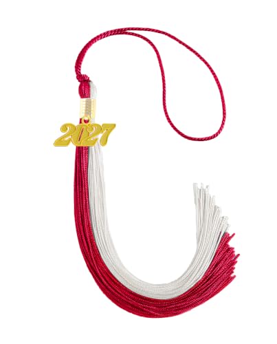 Image of Red and White Graduation Tassel 2027 for Grad Cap