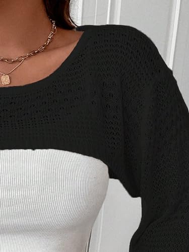Verdusa Women's Plus Crewneck Long Sleeve Cutout Knit Crop Tops Casual Sweater4