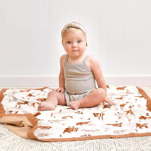 Image of GRSSDER Cotton Muslin Quilt Blanket - Silky Soft and Breathable Baby Blanket Quilt, Oversized Muslin Blankets for Newborns, Toddlers & Kids, 6 Layers Reversible Design for All Seasons, 47 inch x 47 inch