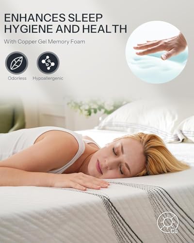Image of Life Balance Hybrid Queen Mattress 14 Inch, Made in USA, Plush, Individual Pocket Coils & Copper Gel Memory Foam, Hypoallergenic & Odorless, CertiPUR-US CertifiedLC-14-Q