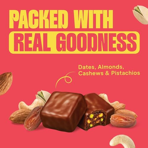 Image of Yogabar Choco Dipped Date Minis | 3g Protein per Bite | Goodness of Dates, Almonds, Cashews & Pistachios Dipped in Chocolate | High Fiber Snack | No Added Preservatives | Pack of 12