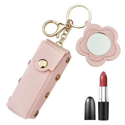 Llavero de lápiz Labial – Estuche de lápiz Labial de Piel sintética | Organizador de Maquillaje de con Llavero, Cartera portátil de Viaje cosmética, lápiz Labial, para Mujer y
