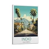 FUADDGG Indio California Vintage Travel Poster 16x24inch(40x60cm) Canvas Art Poster And Wall Art Picture Print Modern Family Bedroom Decor Posters