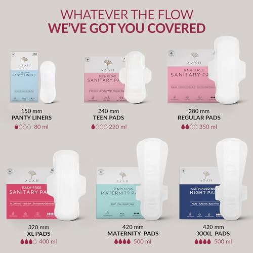 Sanitary Pads for Women By AZAH (Pack of 40 XL) 100% Organic Sanitary Pads for Women High Absorption Cotton Sanitary Pads for Women Soft and Rash... - Image 7