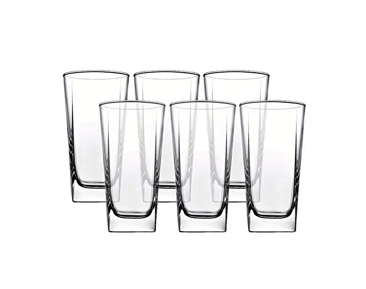 Image of 6-Piece Water & Juice Glass Set - 285 ml Clear Glass Tumblers for Water, Juice, Cold Drinks - Elegant & Durable Drinking Glassware for Home, Party, Kitchen & Everyday Use M