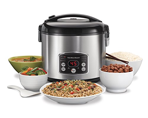 Hamilton Beach 37541C Digital Simplicity 4-20 Cup Rice Cooker and Food Steamer, Silver